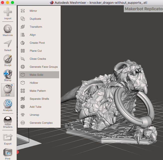 Meshmixer make solid.